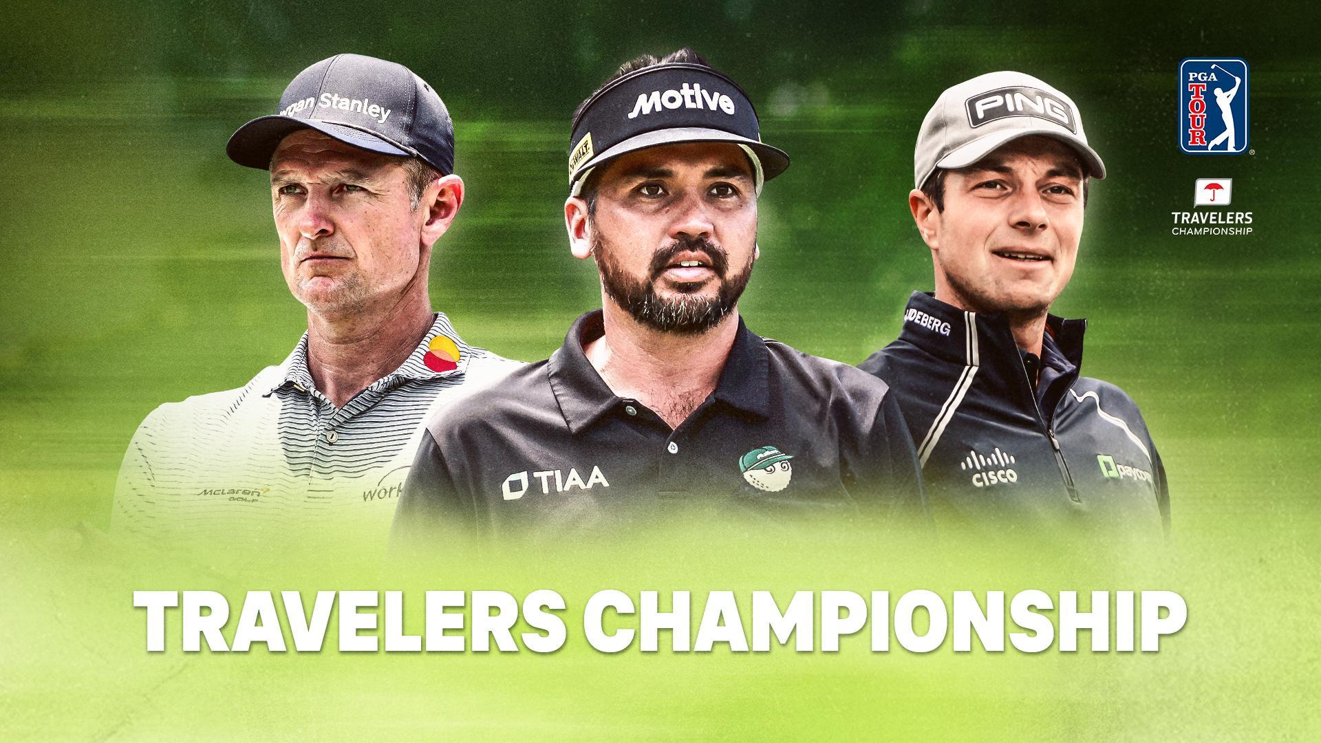Werbegrafik mit Spielern beim Travelers Championship.